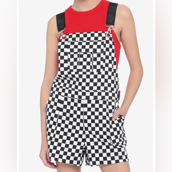 Hot Topic Checkered Utility Shortalls - Picture 3 of 3